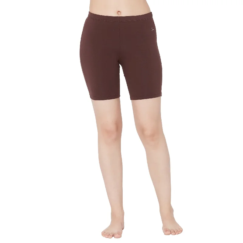 One-Day Only Shorties Cotton Stretch Cycling Shorts-Coffee Brown