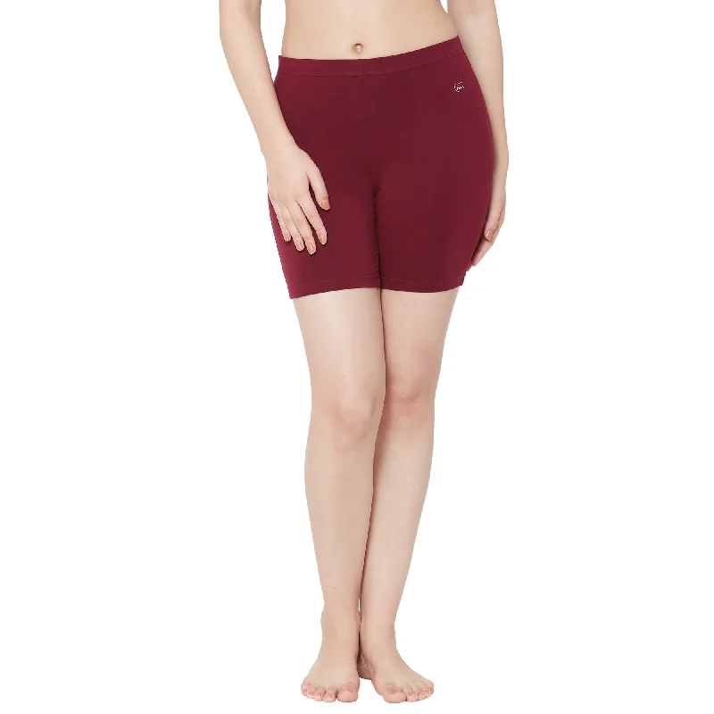 Online Specials Shorties Cotton Stretch Cycling Shorts- Maroon