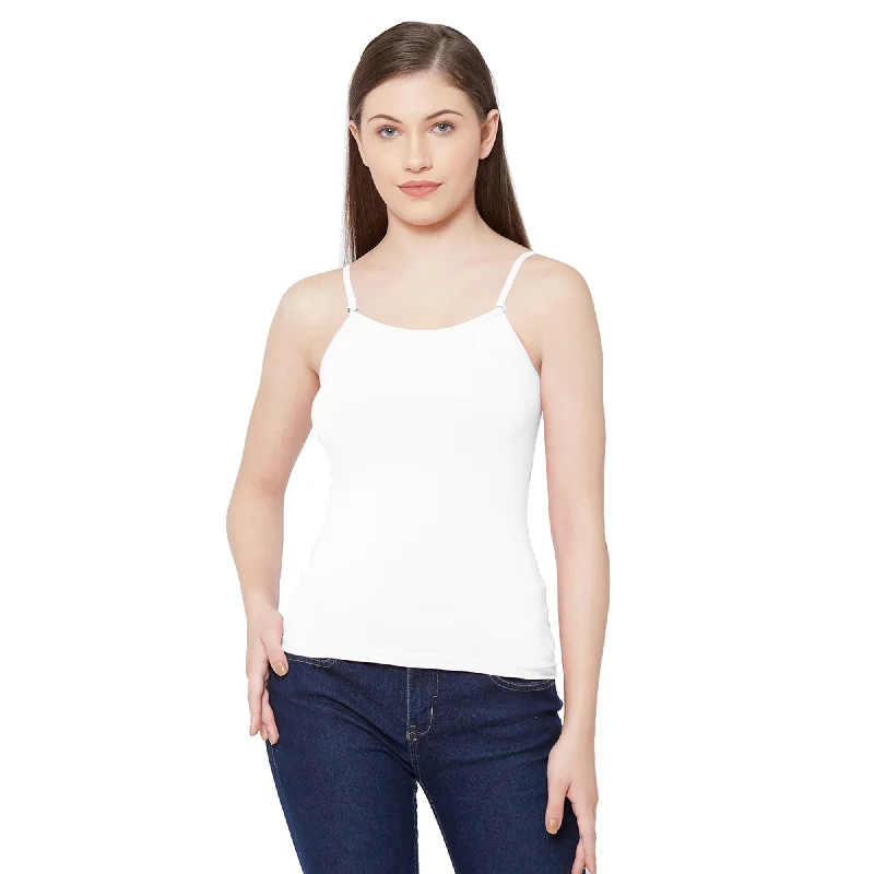 Weekend Bargains Await You JSC-818 Spaghetti Camisole-White