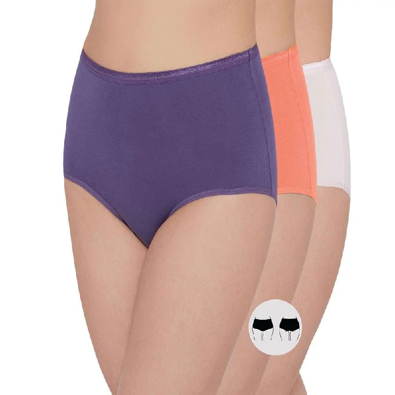 Unmissable Offer Cotton High Waist Full Coverage Everyday Wear Pack of 3  Full Brief Panty