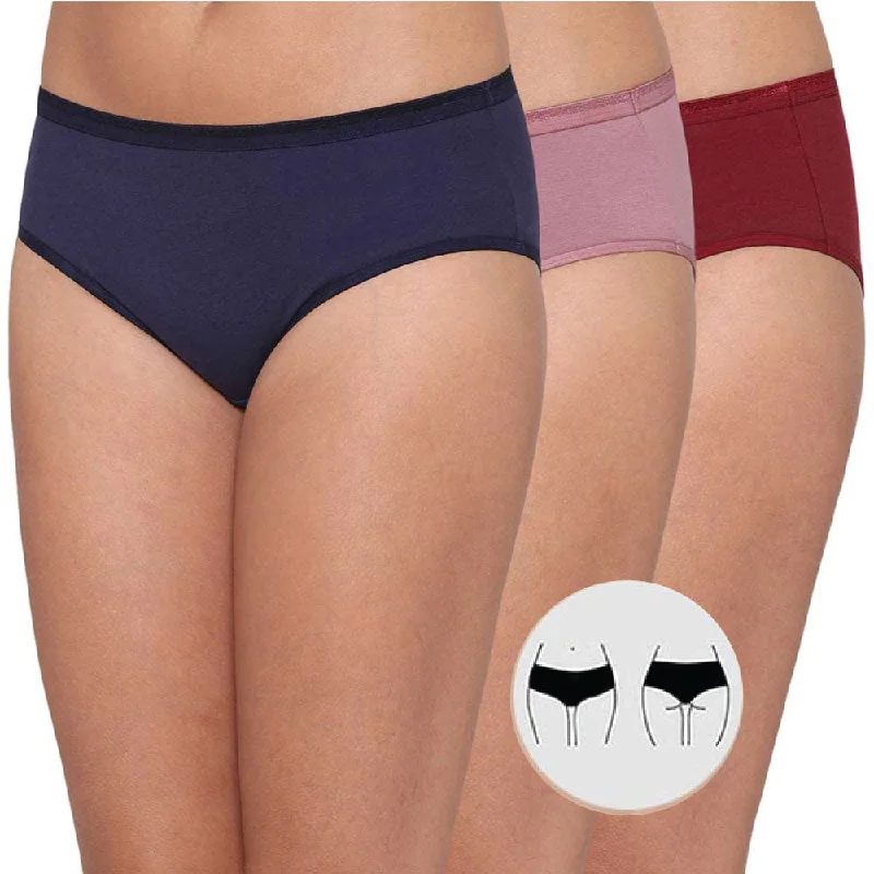 Stock Up and Save Cotton Mid Waist Medium Coverage Everyday Wear Pack of 3 Hipster Panty Stock Up and Save Cotton Mid Waist Medium Coverage Everyday Wear Pack of 3 Hipster Panty