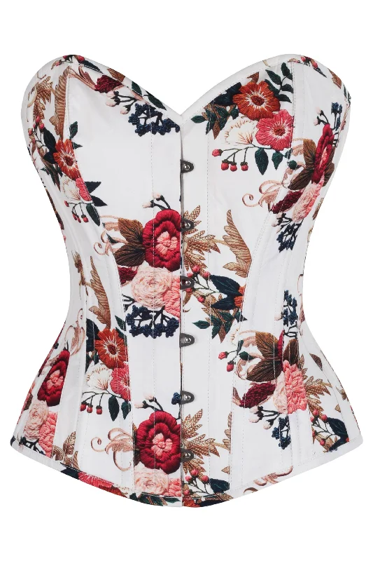 Midnight Madness Floral Print Waist Training Overbust Corset