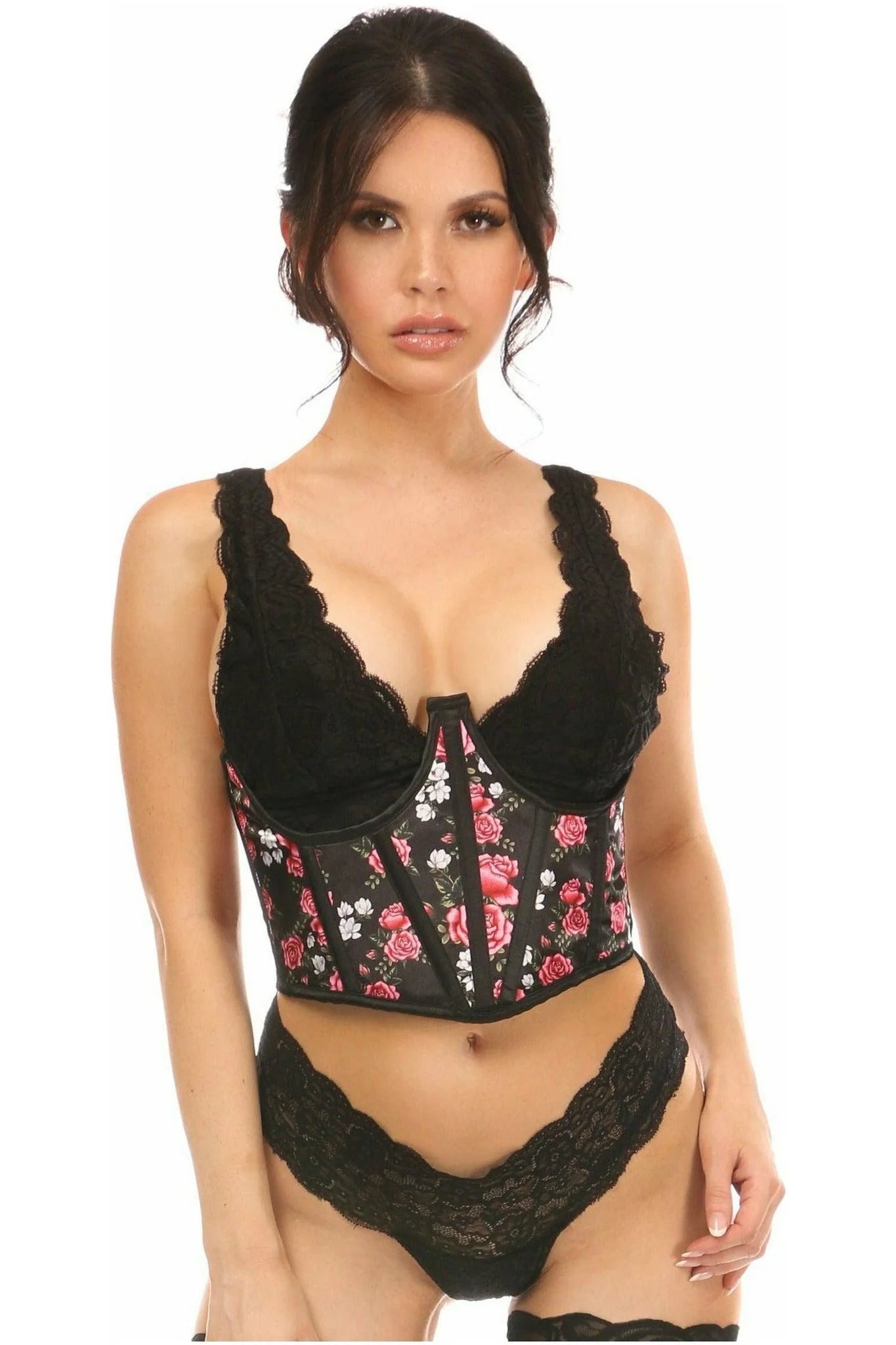 Super Discount Floral Satin Underbust Waist Corset