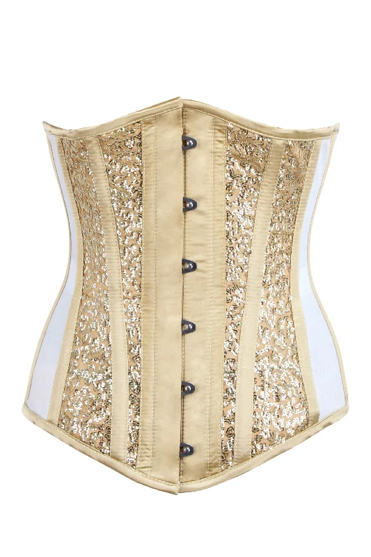 Flash Sale Longline Gold Sequin and Mesh Panel Underbust