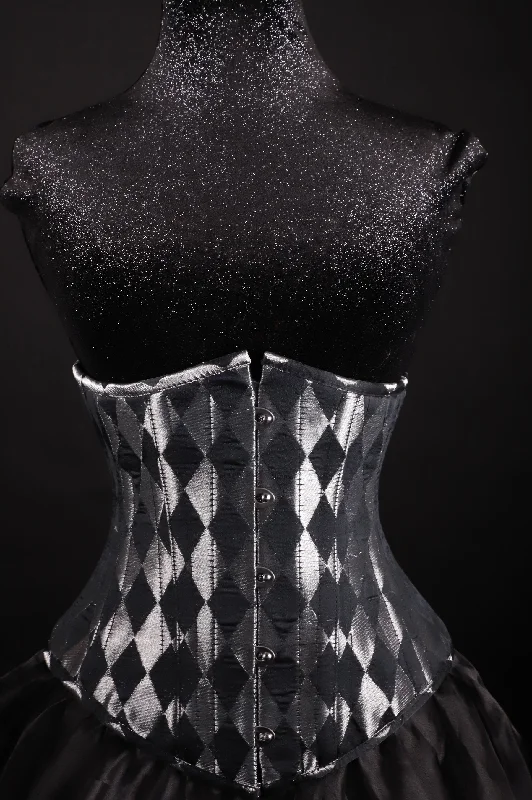 Overstock Clearance Silk Cincher - Harlequin. Black & Silver