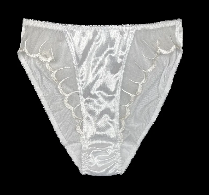 High Leg Satin Panty Mesh Trim