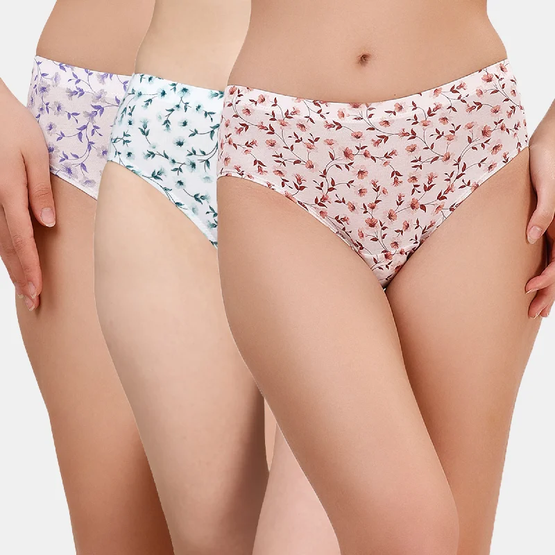 Bargain Alert High Rise Full Coverage Printed Stretch Cotton Hipster Panty (Pack of 3) - 3FCB-30