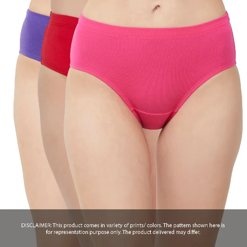 Weekend Offers That Excite High Rise Full Coverage Solid Colour Cotton Stretch Hipster Assorted Panty (Pack of 3) 3FCB-15A Weekend Offers That Excite High Rise Full Coverage Solid Colour Cotton Stretch Hipster Assorted Panty (Pack of 3) 3FCB-15A