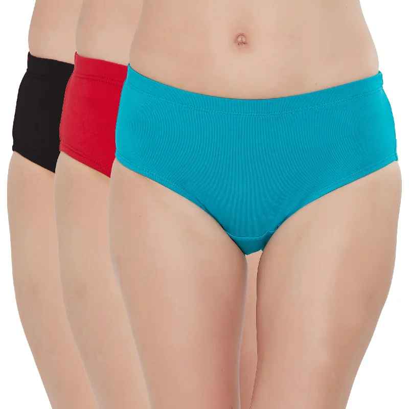 Best Choice High Rise Full Coverage Solid Colour Cotton Stretch Hipster Panty (Pack of 3) - 3FCB-15A