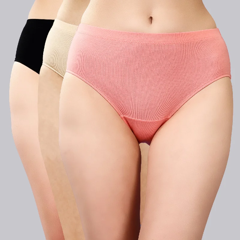 Unmissable Offer High Rise Full Coverage Solid Colour Cotton Stretch Hipster Panty (Pack of 3) - 3FCB-15A Unmissable Offer High Rise Full Coverage Solid Colour Cotton Stretch Hipster Panty (Pack of 3) - 3FCB-15A