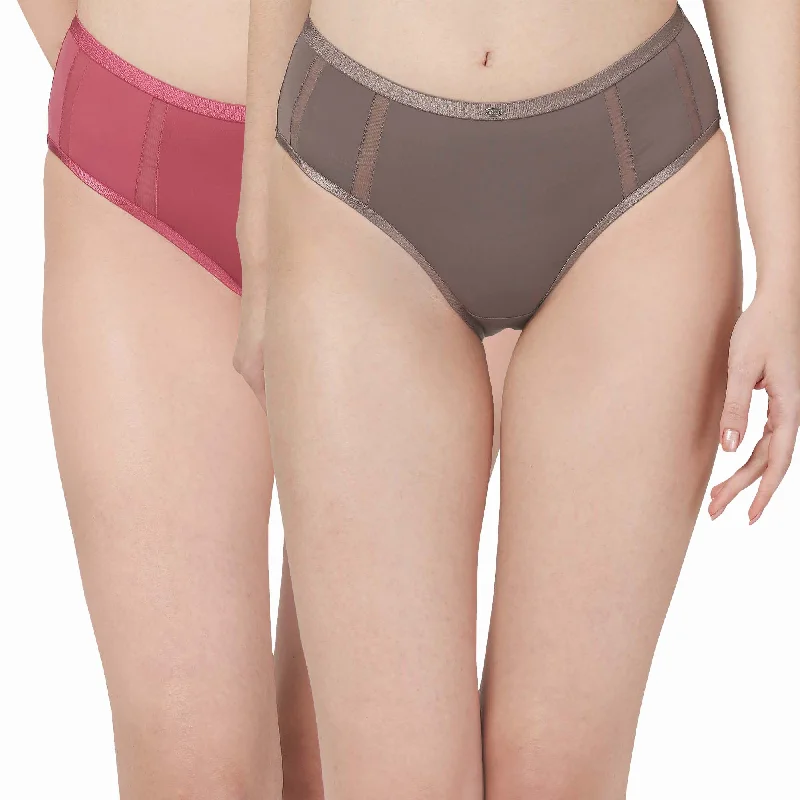 Super Savings High Waist Full Coverage Mesh Panelled Brief-COMBO CP-1328
