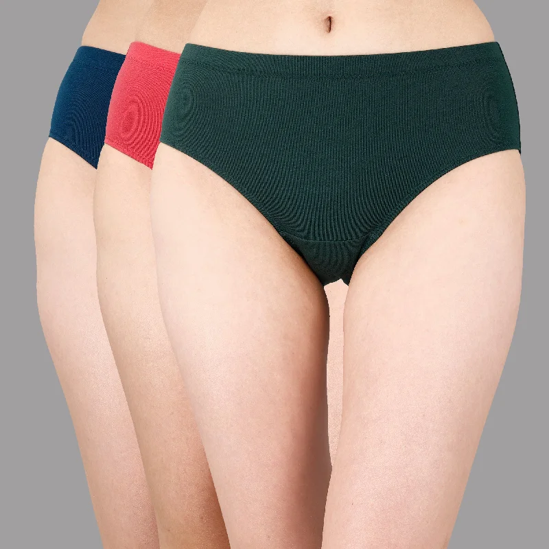 Price Rollback High Waist Full Coverage Solid Stretch Cotton Hipster Panty (Pack of 3) 3HWB-31