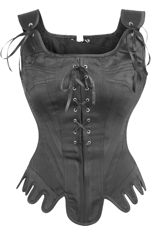 Online Exclusive Historically Inspired Black Satin Overbust Corset