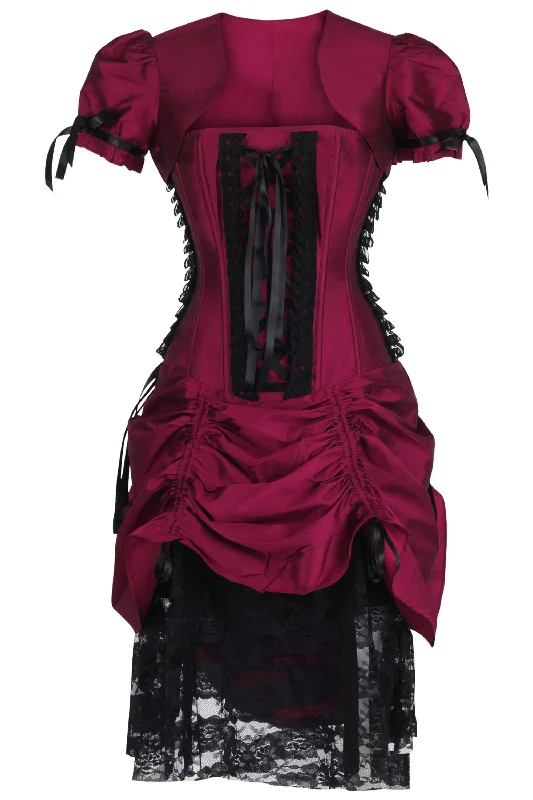Deal Alert Historically Inspired Magenta Corset Dress with Bolero