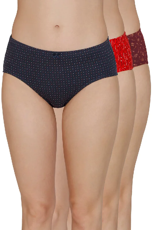Great Bargains Inner Elastic Print Mid Rise Hipster Panties (Pack of 3)
