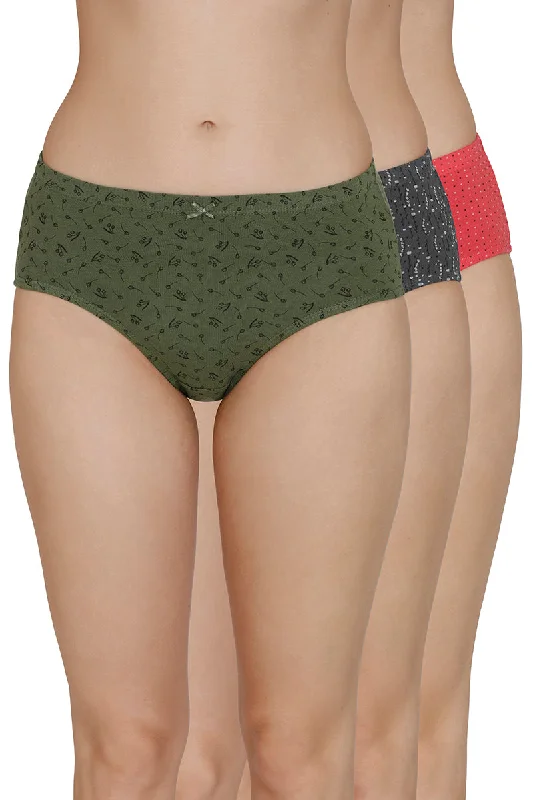 Clearance Items Inner Elastic Print Mid Rise Hipster Panties (Pack of 3)