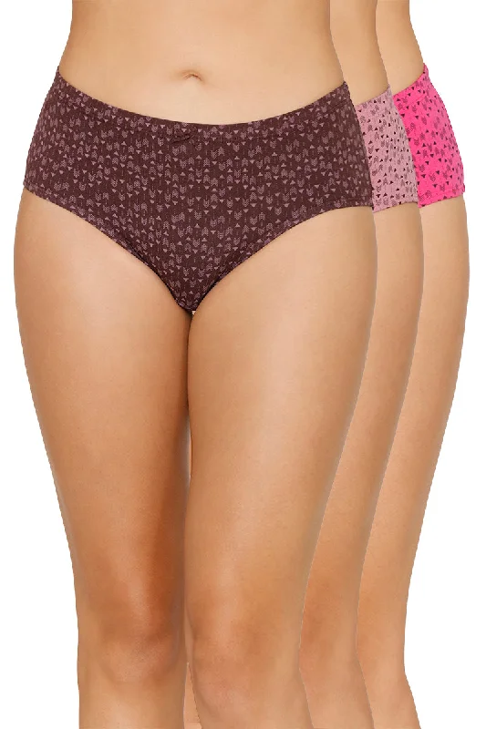 Can't Beat Inner Elastic Printed Mid Rise Hipster Panty (Pack of 3)