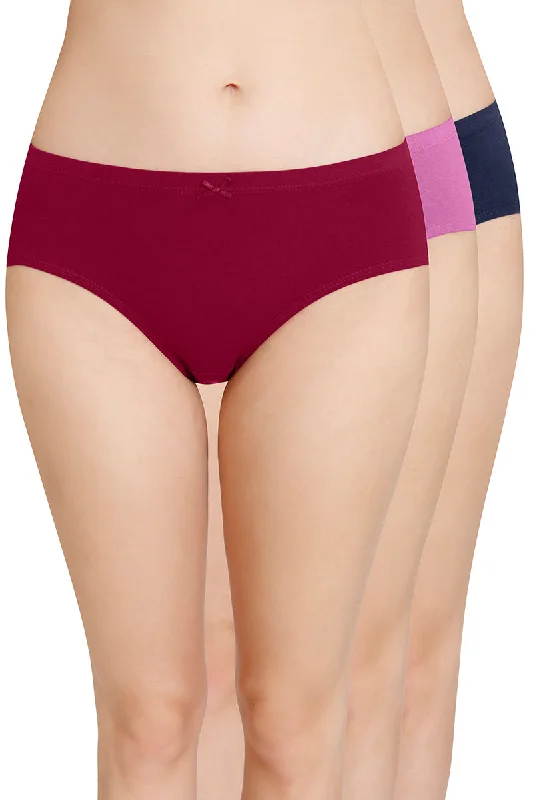 Special Price Inner Elastic Solid Mid Rise Hipster Panties (Pack of 3)