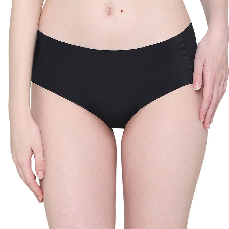 Amazing Deals Invisible Comfort Mid-Waist Full Coverage Seamless Everyday wear Hipster Panty - Black