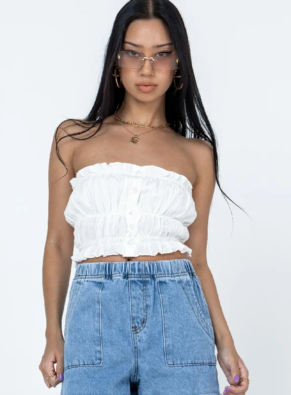 Janey Strapless Top White