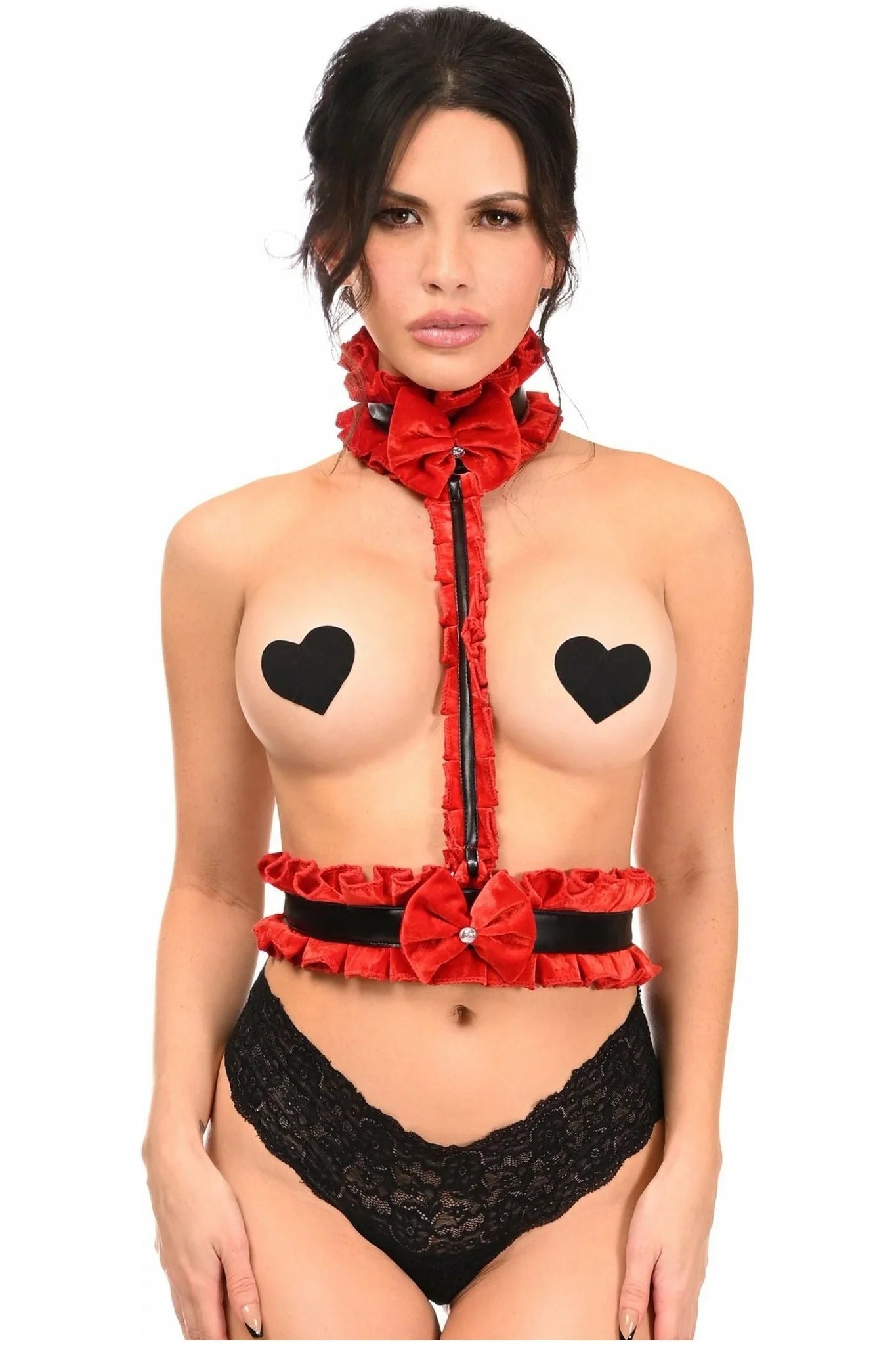 Steals and Deals Kitten Velvet/Faux Leather Body Harness
