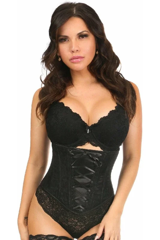 Lavish Black Lace-Up Underbust Corset w/Black Lace