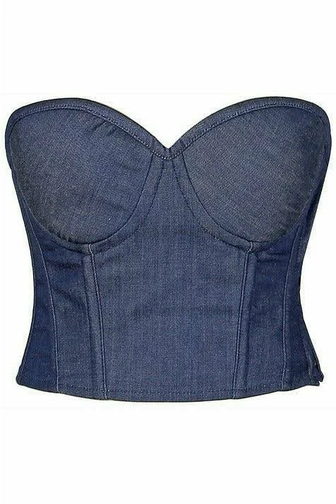 Exclusive Deal Lavish Underwire Bustier In Blue Denim - Daisy Corsets