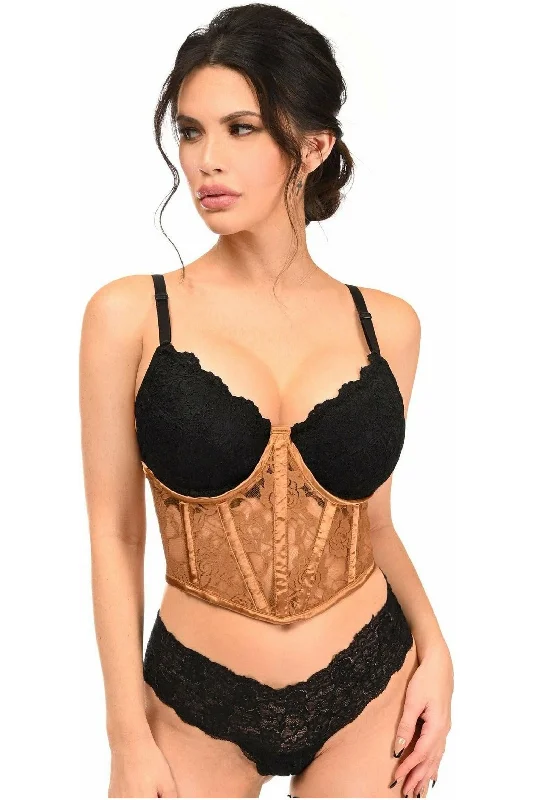 Weekend Savings Fiesta Lavish Caramel Sheer Lace Underwire Waist Cincher Corset