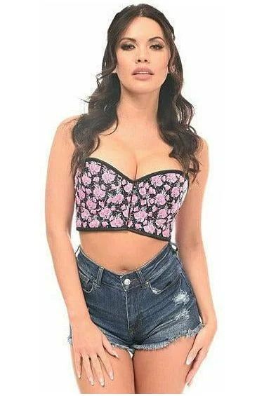 Midnight Madness Lavish Pink Floral Underwire Short Bustier