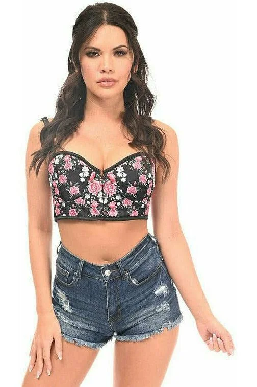 Huge Savings Lavish Pink Floral Underwire Short Bustier Medium