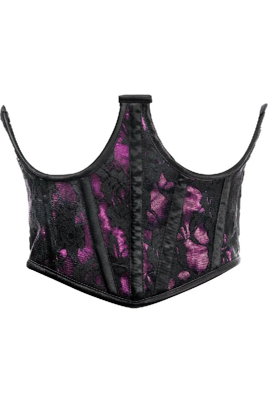 Lavish Pink w/Black Lace Overlay Open Cup Waist Cincher