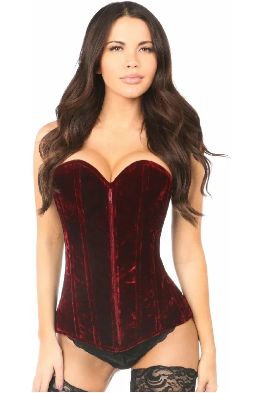 Act Now Lavish Red Crushed Velvet Overbust Corset