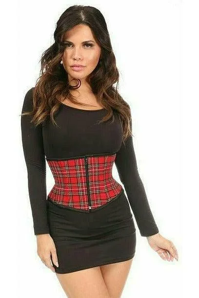 Super Sale Lavish Red Plaid Mini Cincher