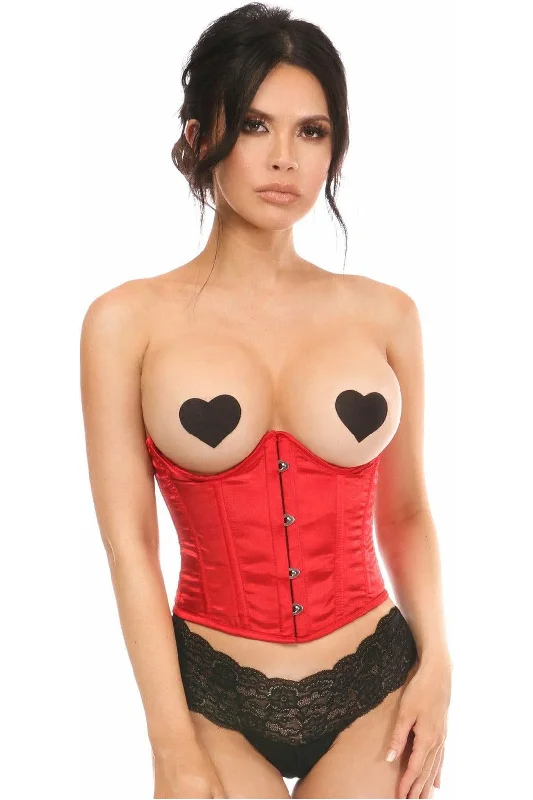 Lavish Red Satin Open Bust Underwire Short Underbust Corset