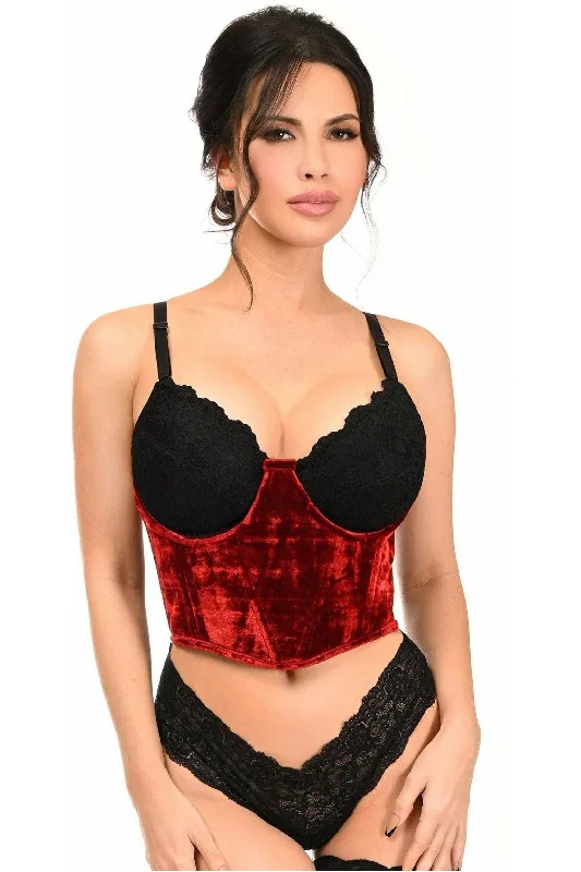 Lavish Red Velvet Underwire Waist Cincher Corset