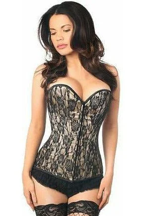 Lavish Tan Lace Front Zipper Corset