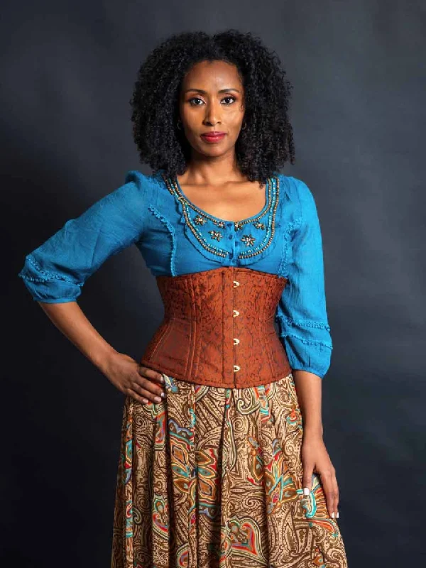 The Best Prices Limited Edition Cinnamon Brocade with Gold Busk Romantic Curve Standard Underbust Corset : CS-411 The Best Prices Limited Edition Cinnamon Brocade with Gold Busk Romantic Curve Standard Underbust Corset : CS-411