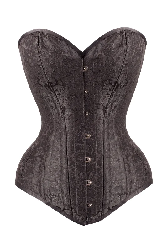 Closeout Long Black Brocade Expert Waist Training Corset