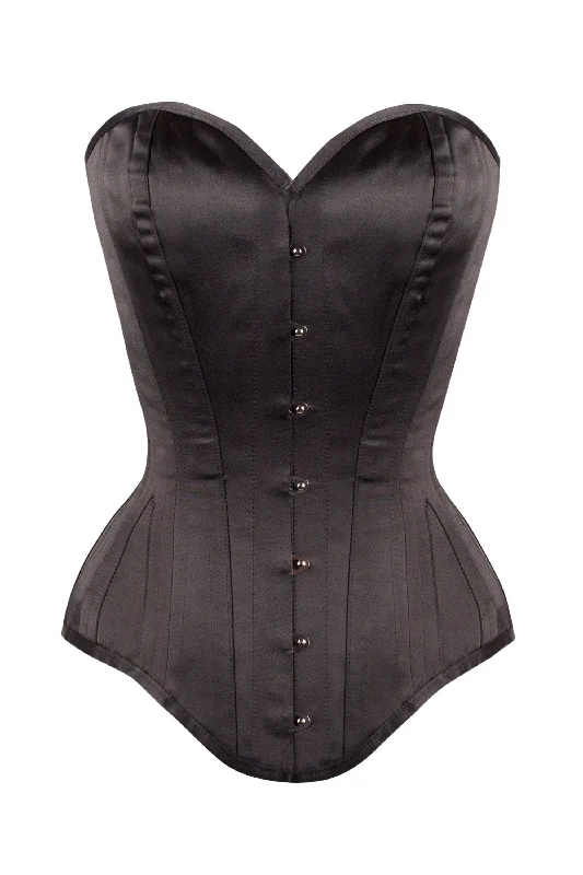 Customer Appreciation Sale Long Line Black Satin Expert Waist Training Overbust Corset