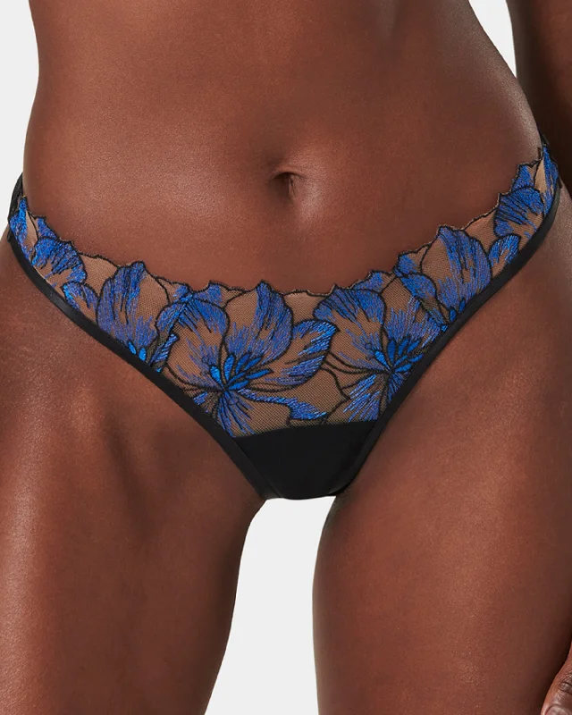 Quick Sale Lyandra Thong Egyptian Blue/Black/Sheer