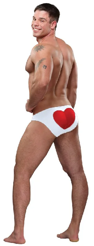 Male Power Novelty Kiss My Heart White Bikini Underwear - Closeout