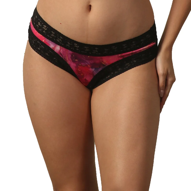 Markdown Sale Mid Rise Lace Back Printed Cheekini Panty- FP-1558