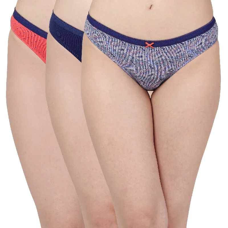 Can't Miss Mid Rise Medium Coverage Solid and Printed Cotton Stretch Brief Panty (Pack of 3) 3BF-16 Can't Miss Mid Rise Medium Coverage Solid and Printed Cotton Stretch Brief Panty (Pack of 3) 3BF-16