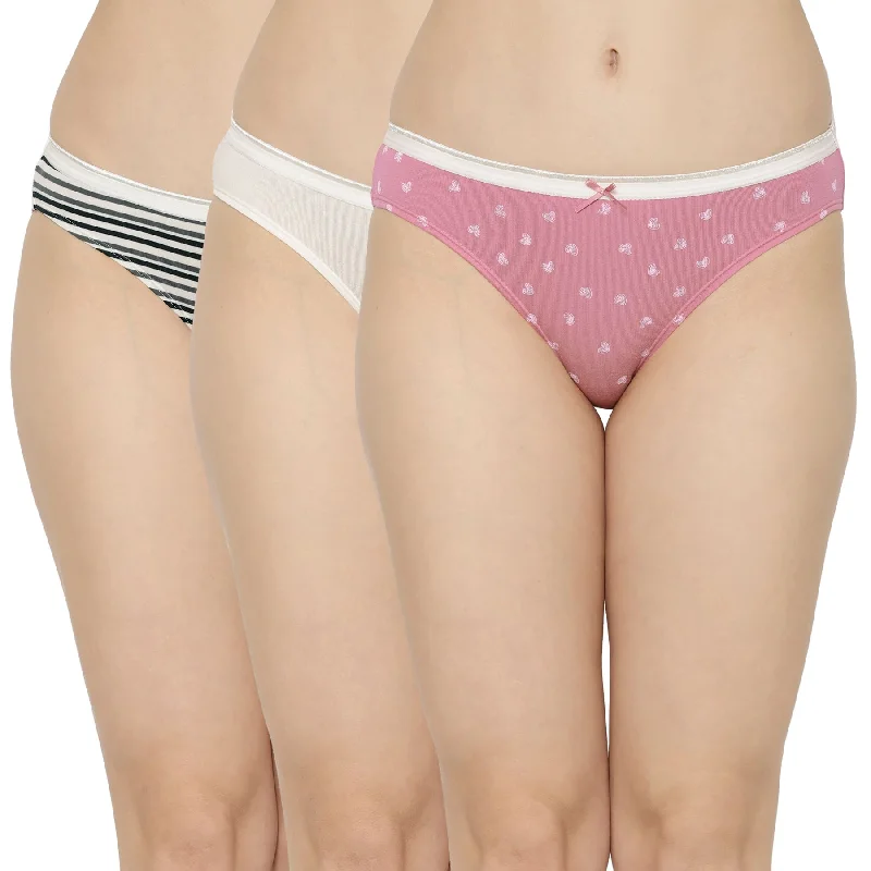 Great Deal Mid Rise Medium Coverage Solid and Printed Cotton Stretch Brief Panty (Pack of 3) 3BF-16