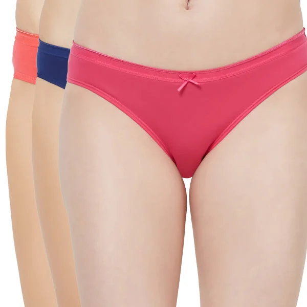 Super Bargain Mid Rise Medium Coverage Solid Colour Cotton Stretch Brief Panty (Pack of 3) - 3BF-14