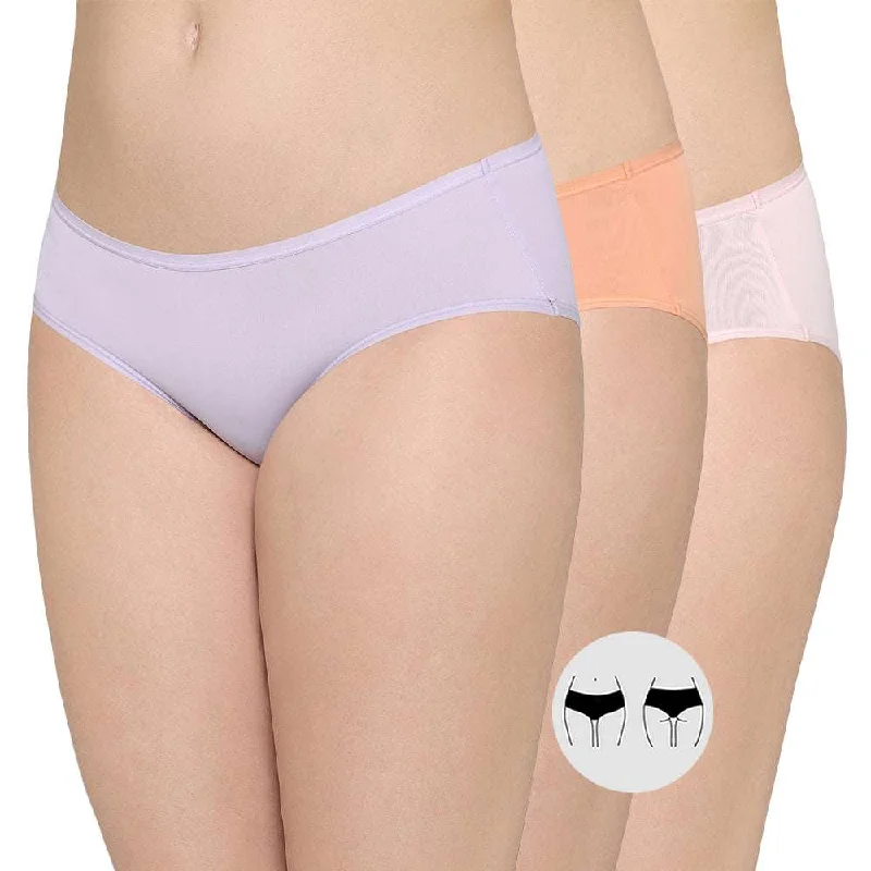 Crazy Deals Nylon Mid Waist Medium Coverage Everyday Wear Pack of 3 Hipster Panty
