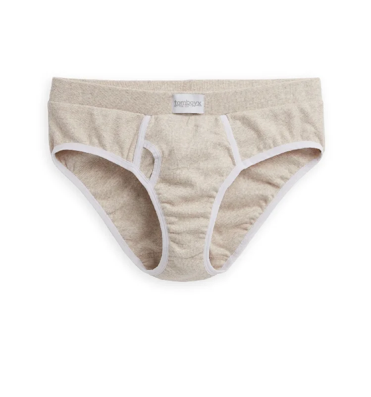 Special Offer Organic Cotton Rib Iconic Brief - Oatmeal
