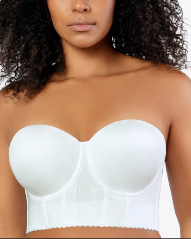 Bargain Alert Parfait Elissa Strapless Long Line Bustier Bra - P50116 - Pearl White