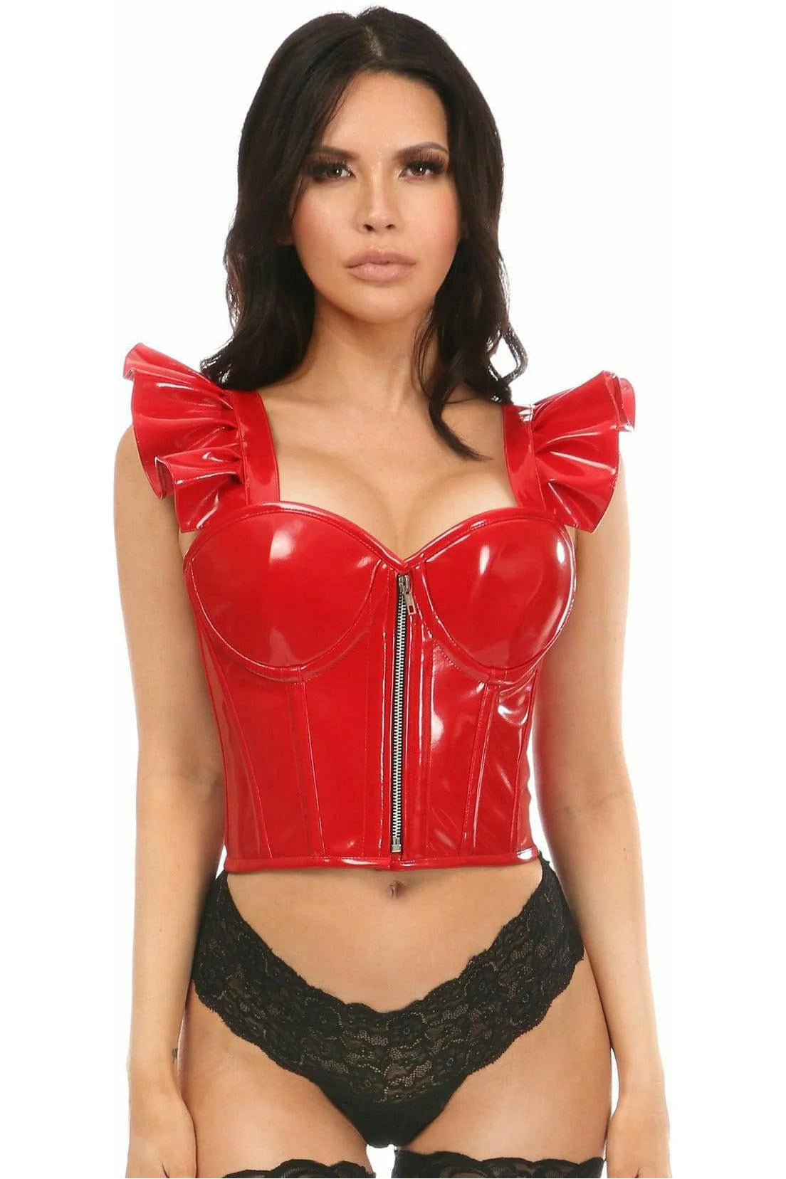 Big Discounts Patent Bustier Top w/Ruffle Sleeves