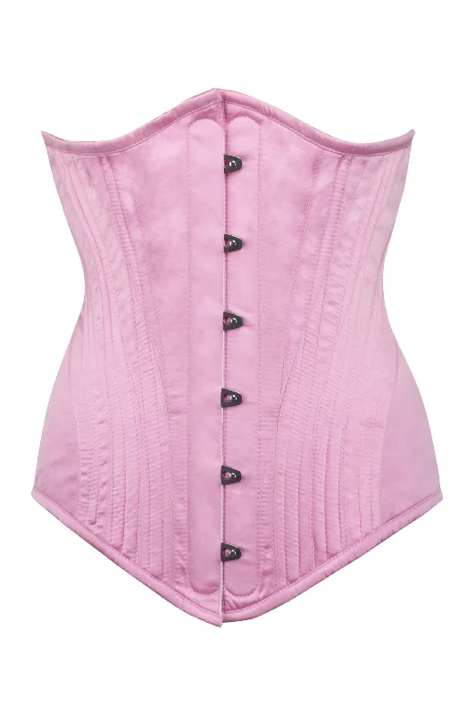 Exclusive Deal Pink Satin Longline Underbust Corset with Hip Panels